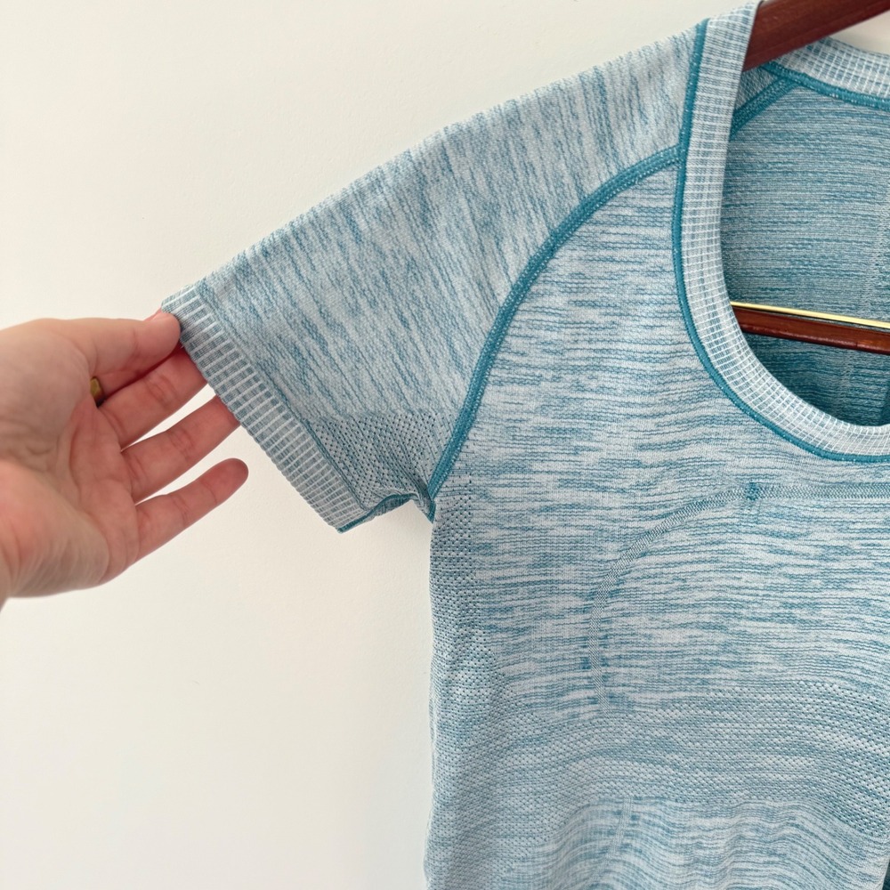 Lululemon Women's Swiftly Tech Short Sleeve Scoop Heathered Tofino Teal Sz 8 - Picture 7 of 10